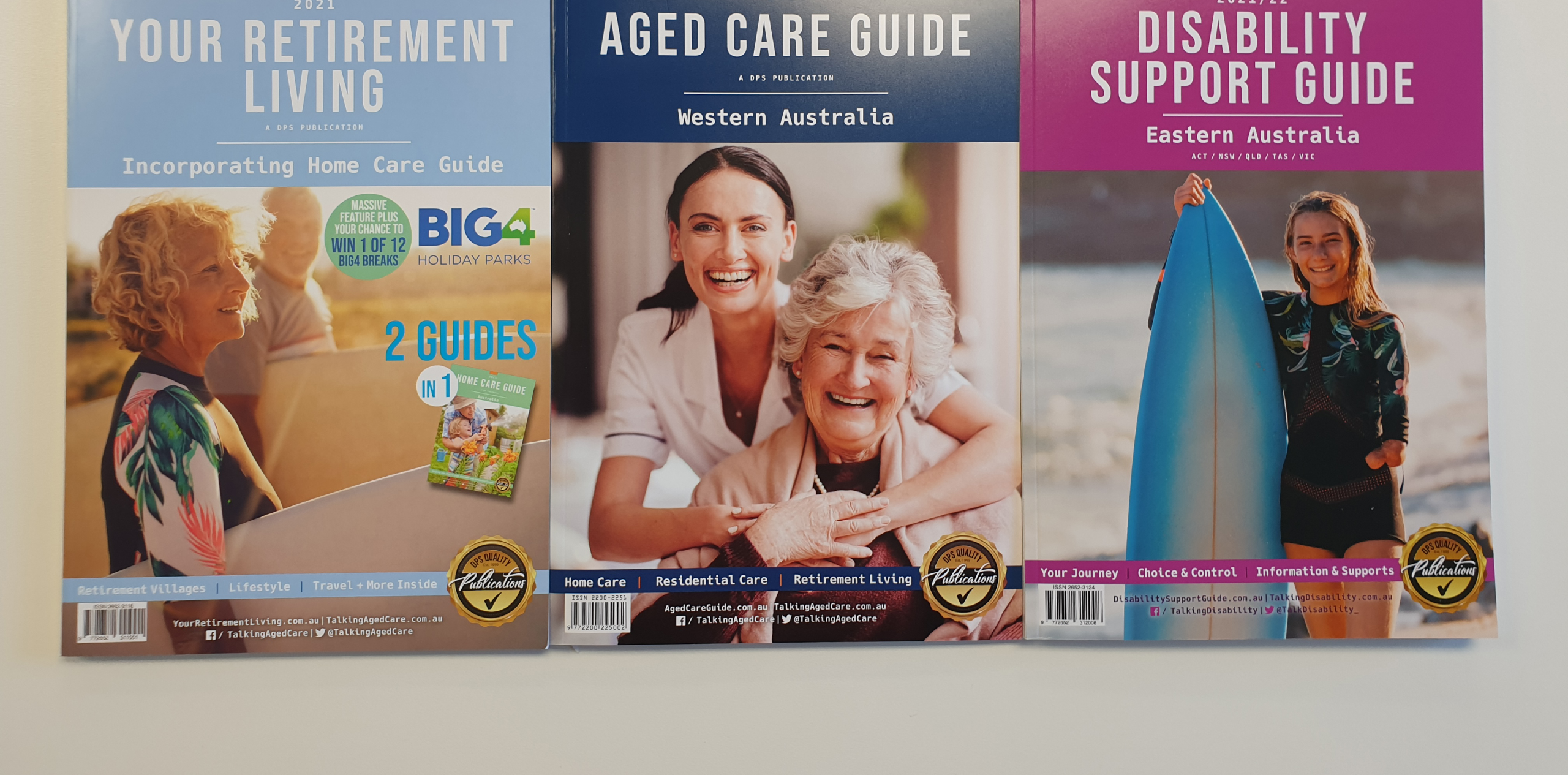 Aged Care Guide 2021, Your Retirement Living 2021 and Disability Support Guide 2021 Publications provided by DPS