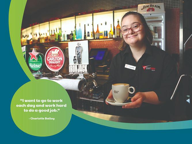 ACT Down Syndrome Association's Charlotte Bailey is part of a campaign raising awareness of people with Down syndrome working in open employment. [Source: Down Syndrome Australia]
