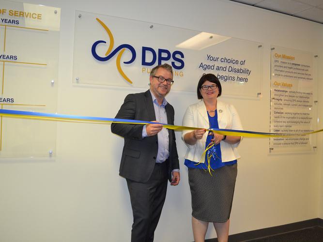 DPS CEO Mark Ogden with SA Minister for Ageing Zoe Bettison at the official event (Source: DPS Publishing)