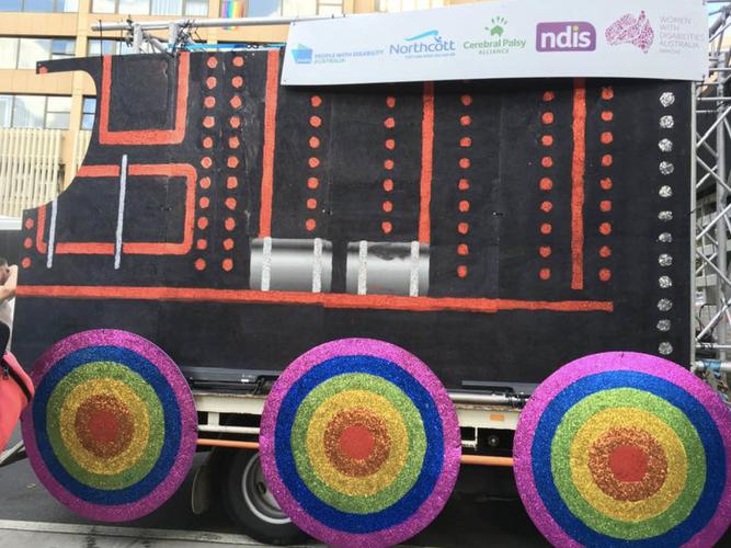 The Fearless Express float from the 2019 Sydney Mardi Gras [Source: PWDA via Twitter]