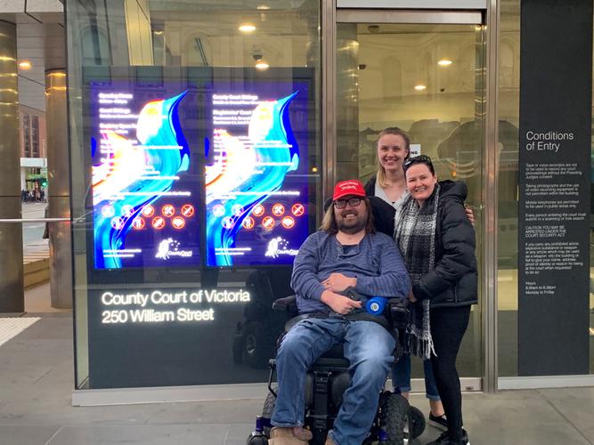 James Nutt taking a walk through the County Court Victoria before his appearance at the Royal Commission into Aged Care Quality and Safety yesterday [Source: Supplied]