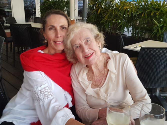 Co-Founder of Membo Noticeboard, Anne-Louise Underwood with her mother, Diana Mills. [Source: Supplied]