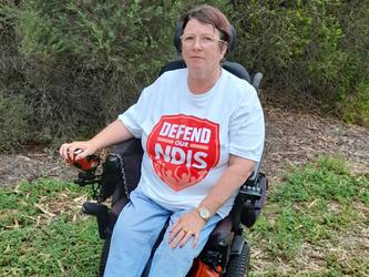 Disability advocate Lynne Foreman is leading an event in Geelong today aiming to share the stories of NDIS participants and get the system fixed. [Source: Supplied]