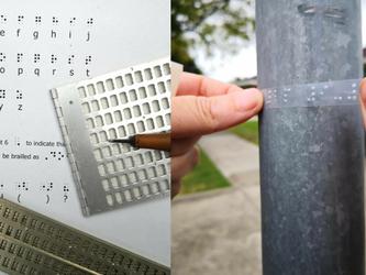 The braille alphabet and braille slates will be used to create accessible labels to place around Melbourne. [Source: Monash University]