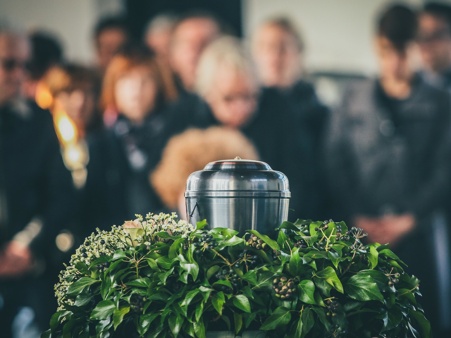 An urn at a funeral